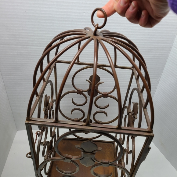 Vintage Metal Hanging Birdcage Candle Holder MCM bird - Picture 4 of 15